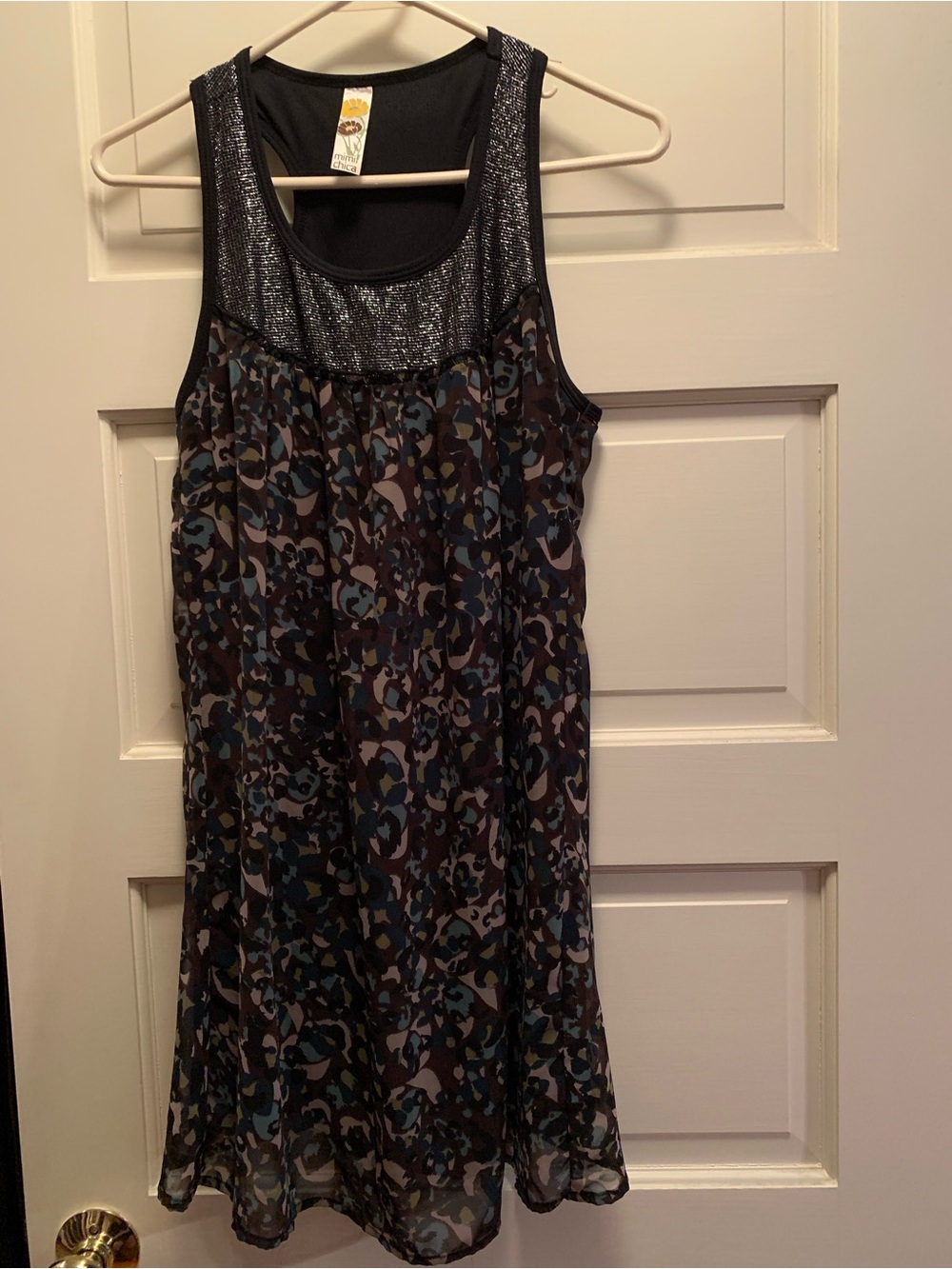 Mimi Chica Black Tank Dress with Floral Pattern